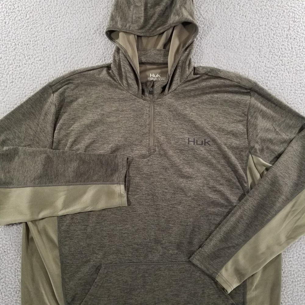 Huk Hoodie Mens 3XL Green Coldfront Icon Performance 1/4 Zip Fishing Pullover